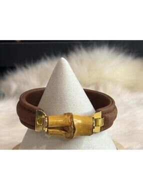 Suede and Bamboo Bracelet Size 6.5